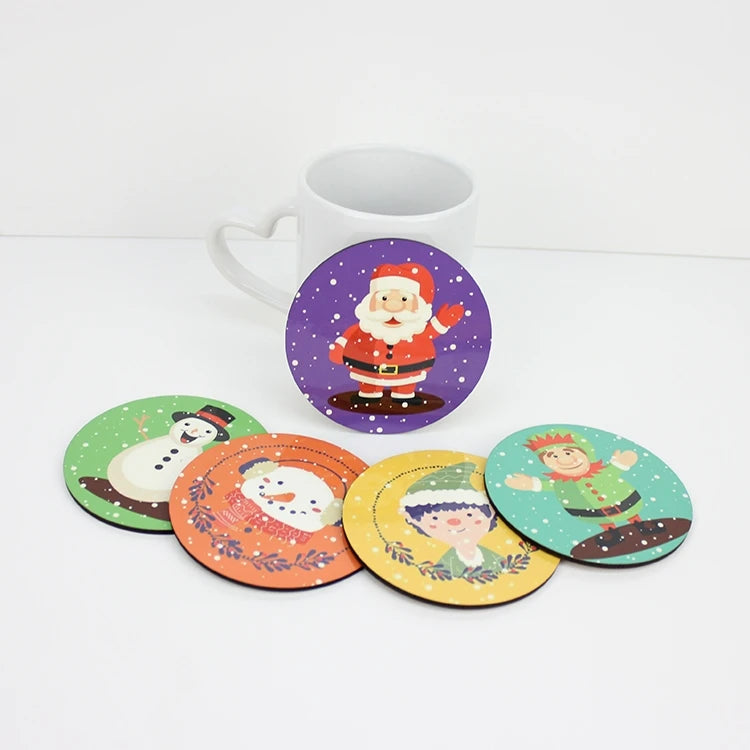 Personalized Printed Wood 100mm Round Coasters Sublimation MDF Coaster
