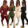 Custom Women Bank 2 Piece Sets Women Clothing Fall 2022 V Neck Two Piece Women's Sets