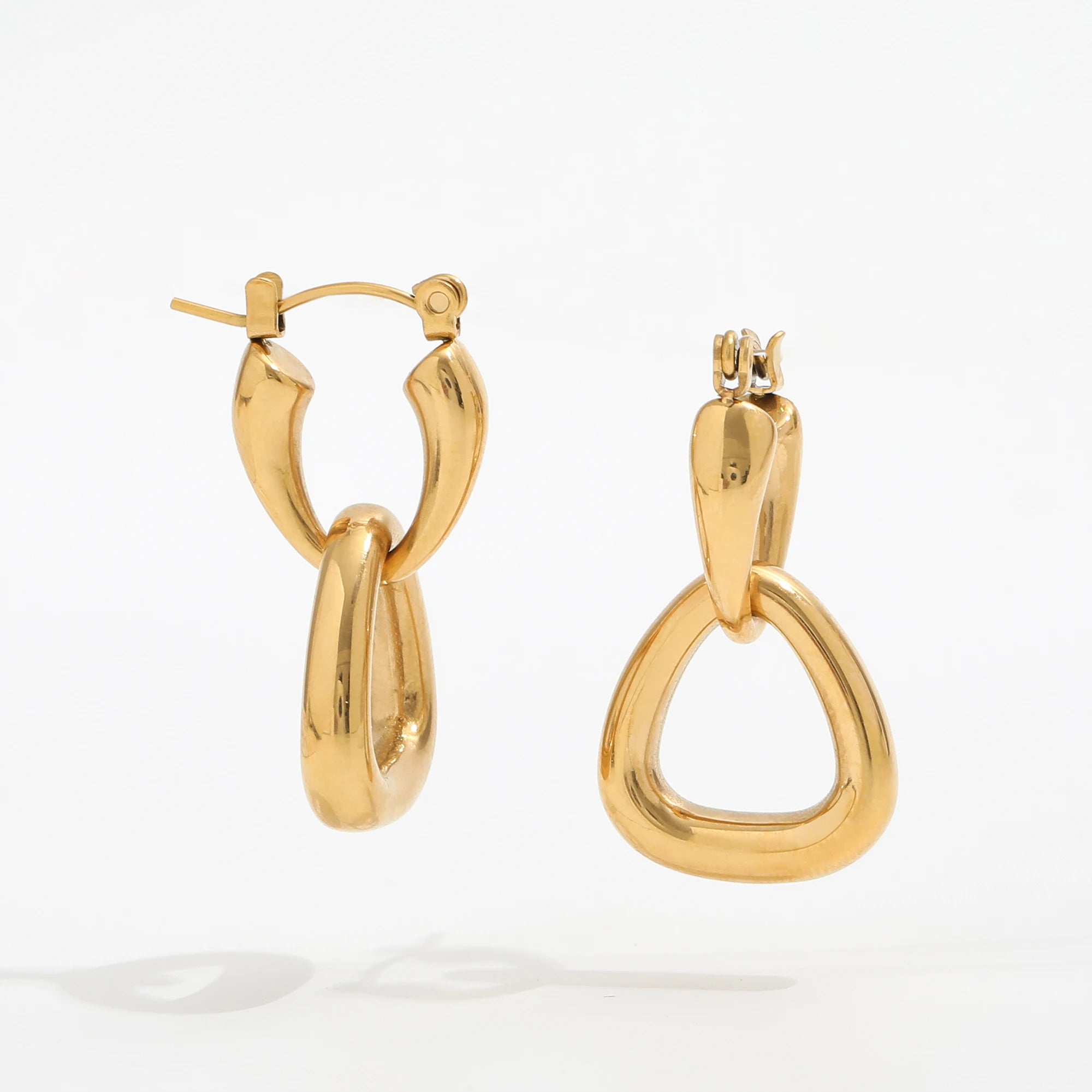 JOOLIM Jewelry PVD 18K Gold Plated Linked Hoop Earrings Dangle Earring Stainless Steel Jewelry