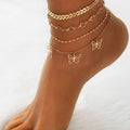 New Metal Multi-layer Crystal Chain Beach Style Foot Chain butterfly Pendant Foot Chain Women's Foot Decoration Wholesale N25905 MegaBDM