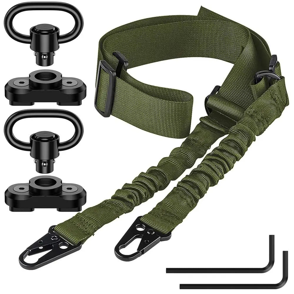 Kongbo Two-Point Sling Adjustable Length Traditional Gun Sling for Outdoor Sport With 2 Pack 1.25" QD Sling Rail Swivel Mounts