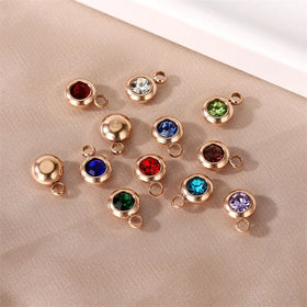 Custom Jewelry Accessories Stainless Steel Gold Plated Zircon Zodiac Charm