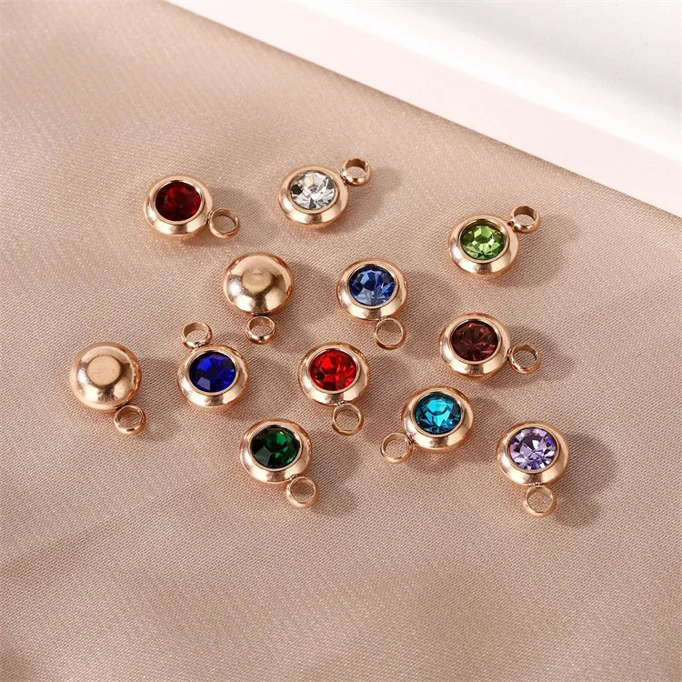 Custom Jewelry Accessories Stainless Steel Gold Plated Zircon Zodiac Charm