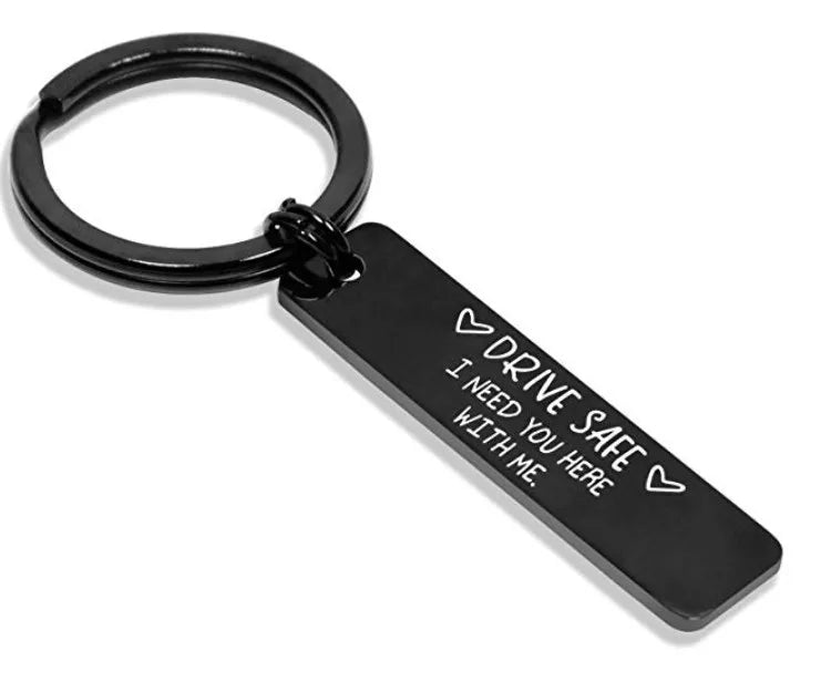 GT Hot Selling Stainless Steel Key Ring Wholesale Metal Key Rings Custom Logo Drive Safe I Need You Here With Me Key Rings