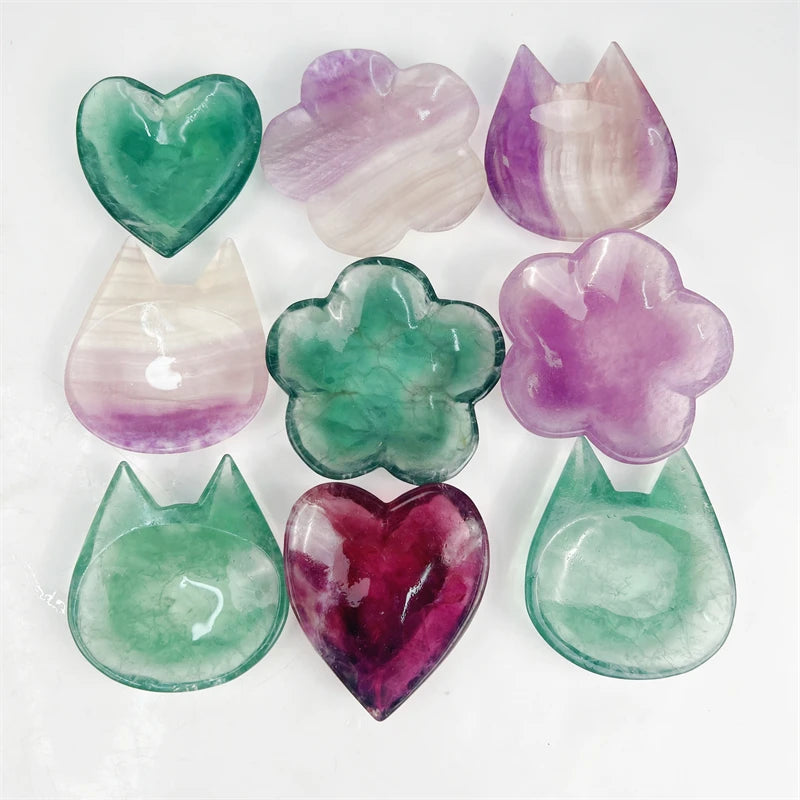 Crystals Natural Stone Bulk Energy Stones Mineral Fluorite Shapes Bowl for Gift