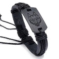 Punk Jewelry Men Multi -layer Woven Black Leather Wolf Head Bracelet