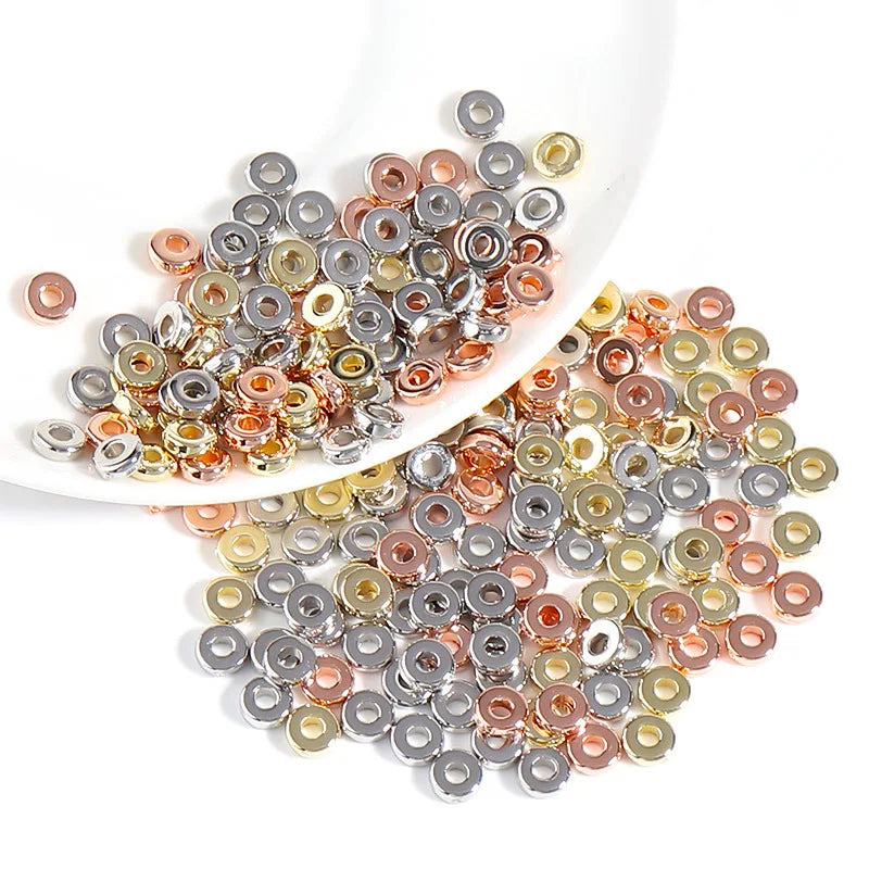 2*6mm 500pcs/bag CCB Flat Round Spacer Beads Gold Plated Disc Loose Beads for DIY Jewelry Making