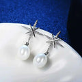New Starlight 9-10MM Freshwater Rice Shaped Pearl Earrings High Quality Strong Light Droplet Pearl Natural Beauty