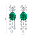Fashion Light Luxury Lab Grown Emerald Stud Earrings S925 Silver Cute Elegant Wedding Party Gift for Girls