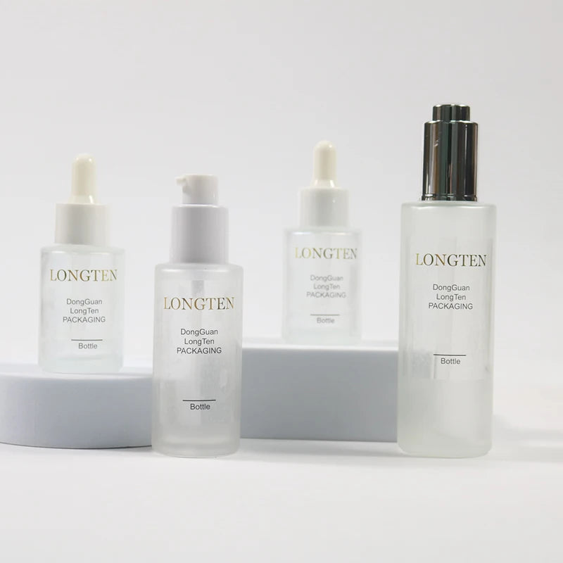 Custom Logo 30ml 50ml Skincare Cosmetics Packaging Skin Care Serum & Essential Oil Glass Dropper Bottles with Screen Printing