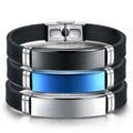 New Stainless Steel Men's Vintage Simple Leather Bracelet Silicone Bracelet Stainless Steel Engraved Bracelet