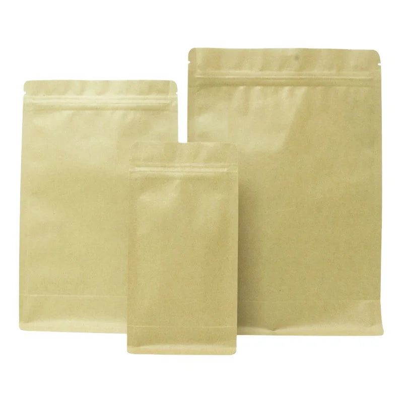 Custom Logo Recyclable Gravure Printed Flat Bottom Kraft Bags Clear Zipper Top Smell-Proof Packaging for Food Nuts Jelly Pet