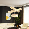 Apartment Decor White Warm 47W LED Round Ring Modern Crystal Lamp Chandelier With Crystals