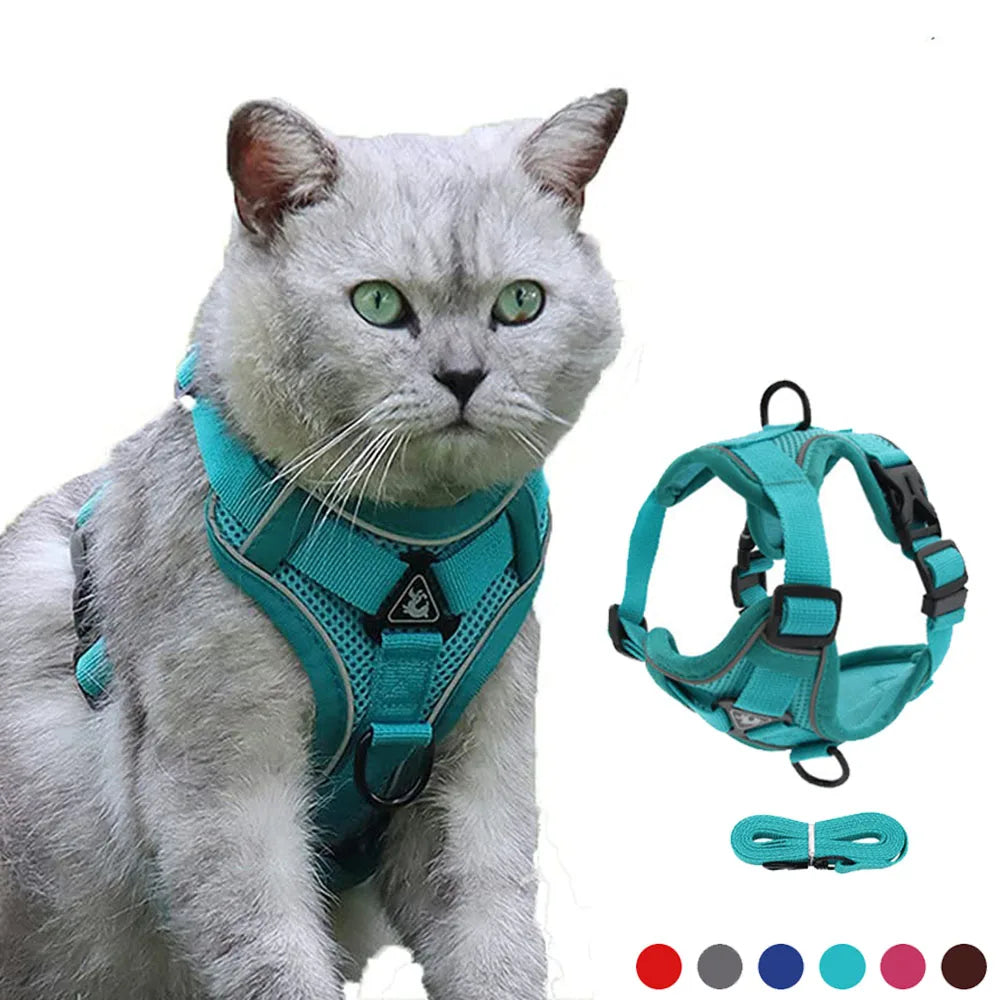 Cat Harness Escape Proof Breathable Reflective Cat Harness and Leash Walking Outdoor Easy Control Pet Dog Harness Cat Products