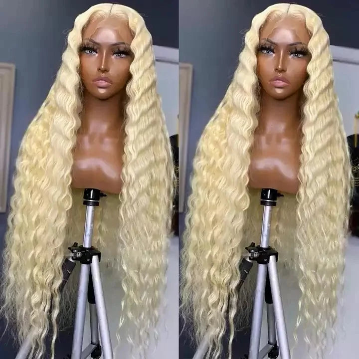 Wholesale 613 Deep Wave Human Hair Lace Wig Platinum Blonde 613 Transparent Lace Frontal Wig 13x4 613 Virgin Lace Front Wig