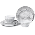 Wholesale Eco-Friendly Unbreakable Melamine Square Shape 4-Piece Dinnerware Sets with Marble Design Food Grade Dinner Plates