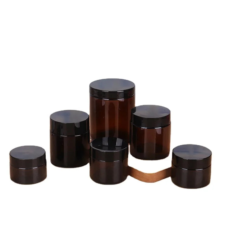 Cheap Price Cosmetic Face Cream Jar with ABS Plastic Screw Cap 10g-100g Amber Glass Jars 100ml Capacity for Eye Cream Face Cream