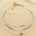 Miyuki Small Seed Beads Necklace Handmade Boho Stainless Steel Turquoise Beaded Necklace for Women