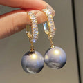 Korean Temperament Elegant Pearl Earrings C-shaped Zircon Earrings Versatile Geometric Gold-plated Women Jewellery