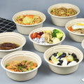 Custom Two Layers Bowls with Lids 32 OZ Shallow Eco Friendly Disposable 100% Biodegradable Modern Sugarcane Bagasse Camping Bowl