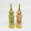 Dubai Perfume Sub-bottling 12ml Green Blue Retro Perfume Alloy Aromatherapy Glass Bottle Arabian Metal case Perfume Oil Bottle