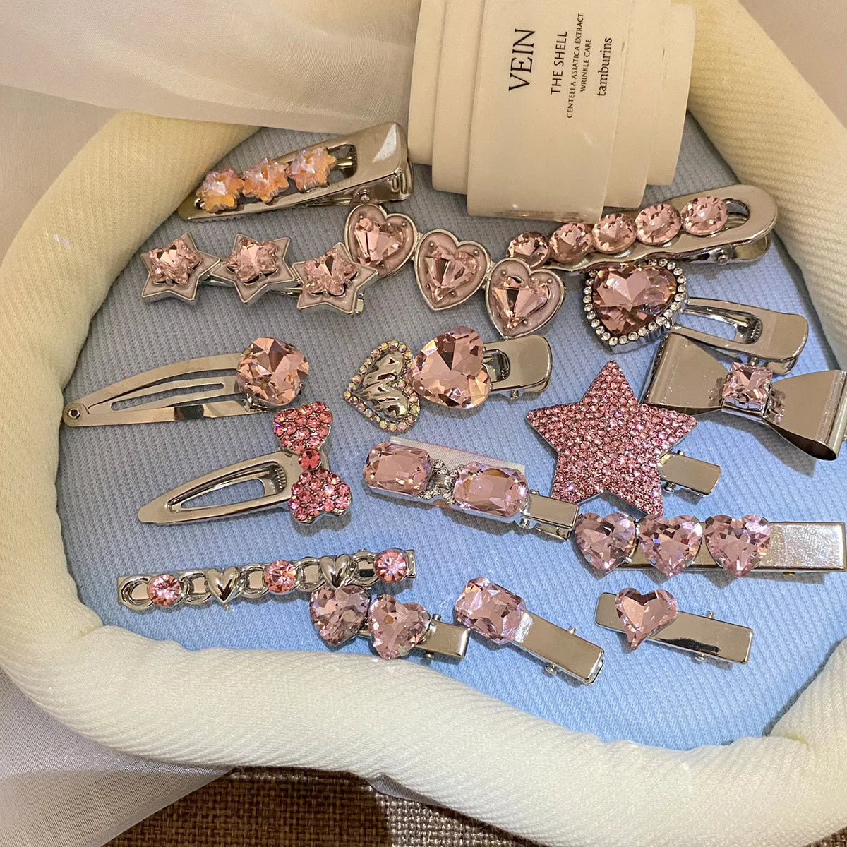 New Design Star Heart Pink Crystal Butterfly Women Hair Accessories Metal Hair Clips