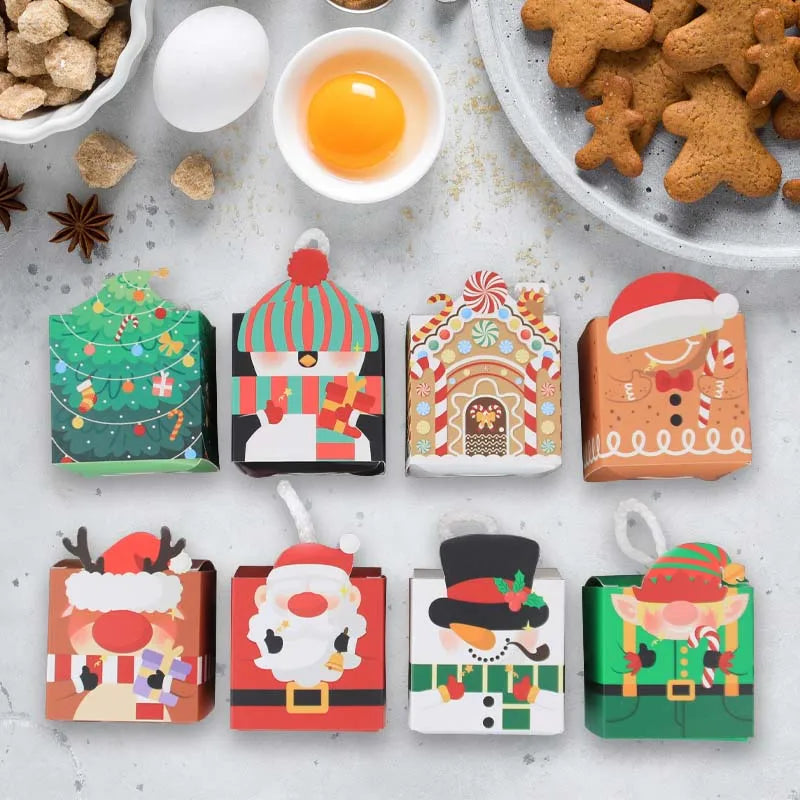 Christmas Cupcake Cookie Boxes With Insert Handle Muffin Pastry Holder Boxes Xmas Cupcake Gift
