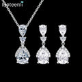LUOTEEMI Zircon Geometric Earring Fashion Accessory Iced Out Pendant Necklace Cz New Arrival Woman Jewelry Set