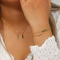 Ins Drop Rhinestone Pendant Necklace 18K Gold Plated Stainless Steel Necklace for Women