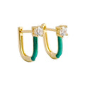 Fashion Creative Zircon Rhodium Plated S925 Sterling Silver U-shaped Geometric Drop Hoop Earrings for Women