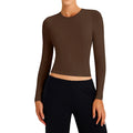 Women's Long Sleeve O-Neck Active Running T-Shirt Comfortable Basic Design Padded Seamless Breathable Lightweight Small Soft OEM