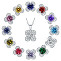 Custom Birthstone Necklaces Flower Shaped Pendant Non Fading Jewelry Silver Necklaces