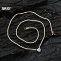 TOP ICY 2mm Heart-Shaped Love Link Chain Tennis Necklace Zircon Thin Choker Cute Style Anniversary Gift