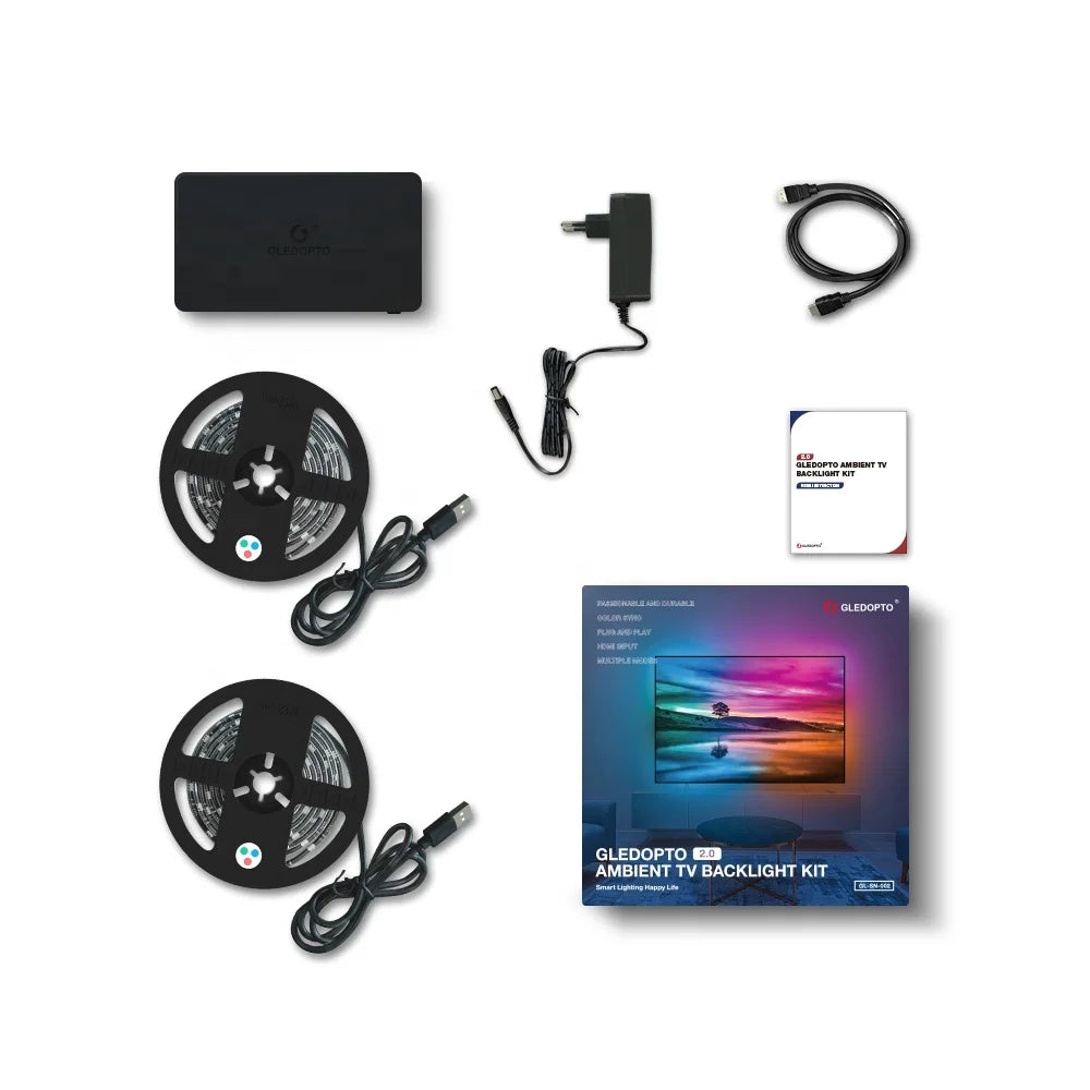 Hot Gledopto Tuya Usb Led Strip Dream Rgbic Led Strip HDMI Monitor Sync Box Lighting Kits Synchronize PVC DC 12V 80 RGB 2A Max
