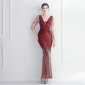 19902# Bead Sequin Car Model Exhibition Host Dinner Party Female Long Evening Gown Fishtail Dress