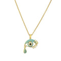 Creative Fashionable 18K Gold Plated Evil Eye Tear Necklace Micro-inlaid Zircon Copper Eye Pendant Clavicle Chain