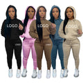 2021 Women Clothes Crop Top Hoodie Drawstring Trousers Jogging Jogger Sweatsuit Sweatpants and Hoodie Set