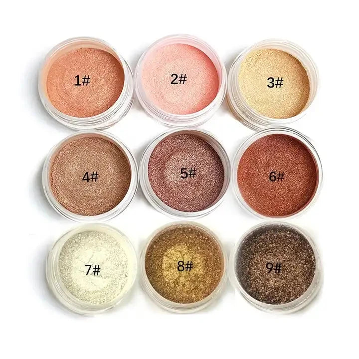 6 Colors Private Label Loose Glitter Highlighter Makeup Gold Bronze Shimmer Highlighter Powder