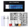 Custom Designer Nail Template Stamping Nail Art Plates Set Kit With Gel Polish