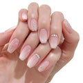 Luxury Glitter pink Ballerina Coffin Gradient White Fake Nail Supplies Nails Press on Artificial Fingernails
