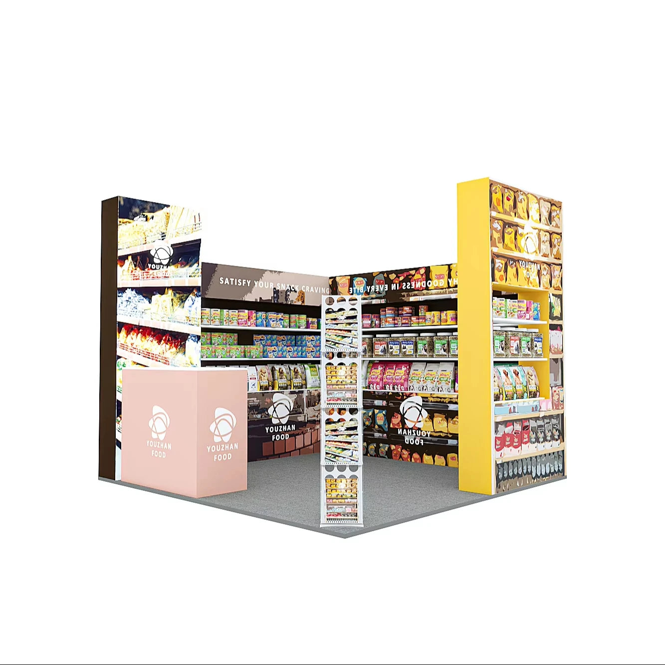 2024 New Design Customized  Aluminium Modular Display Stands for Pet Food Shops