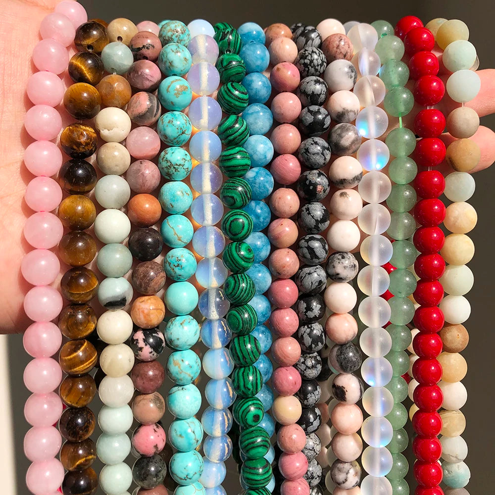 Hot Sale round Natural Stone Beads Smooth Agates Amethyst Jades Turquoises Opal for Jewelry Making DIY