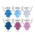 MOQ 1pc Mix Colors Fire Opal 11x13mm Hamsa Hand Opal 925 Silver Necklace