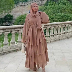 Muslim Women's Long Sleeves Prayer Abaya With Attached Scarf Long Skirt Long Slender Dress OEM Service Deira Dubai Abaya