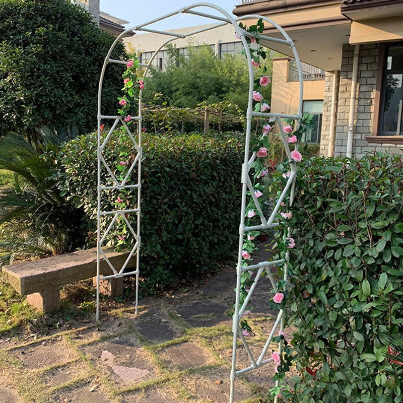 Outdoor Simple Design Plastic Coated Steel Metal Garden Arch Arbor for Climbing Plants Flowers  Garden Trellis