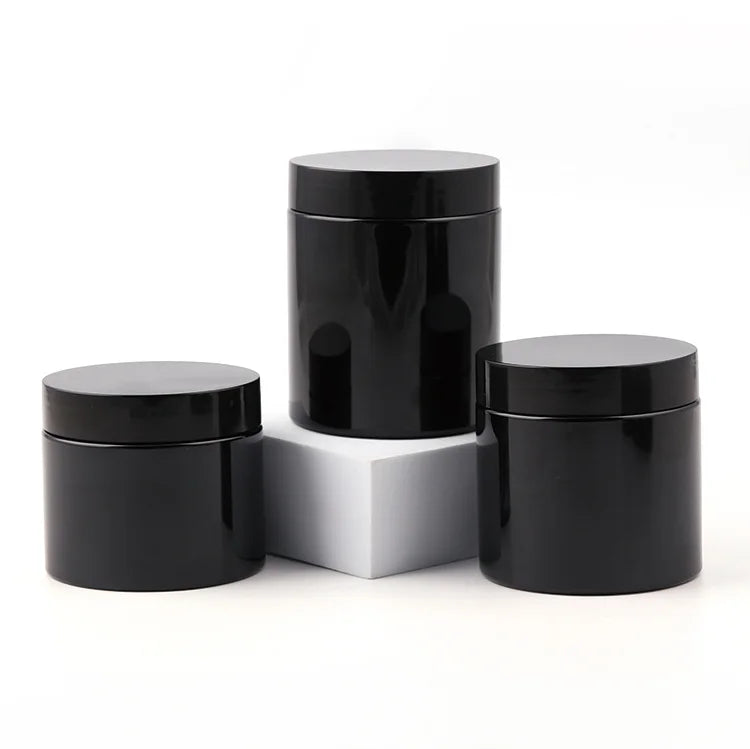 Wholesale Amber Black Color Empty Straight Side 50g 80g 100g 120g 150g 180g 200g Wide Mouth Plastic Jars with Lids for Paint