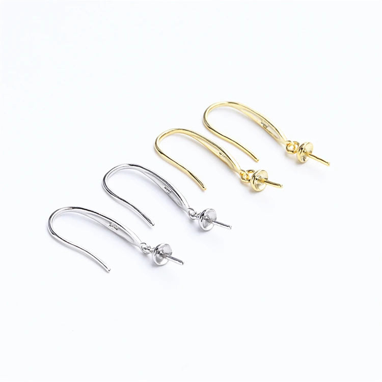 Peg Tail Findings S925 Sterling Silver Stud Earrings DIY Jewelry Making Findings with Fish Hook Ear Wires Loop Ball Connector