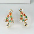 CAOSHI Customable Christmas Tree Design Stud Earrings for Colorful Crystal Zircon Gold Plated CZ Earrings Women Christmas Gift