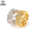 Top Quality 2020 Brass Ring Gemstone Hip Hop Jewelry Bling Thistles Thorns Prong Gold Plating Ring Baguette for Men