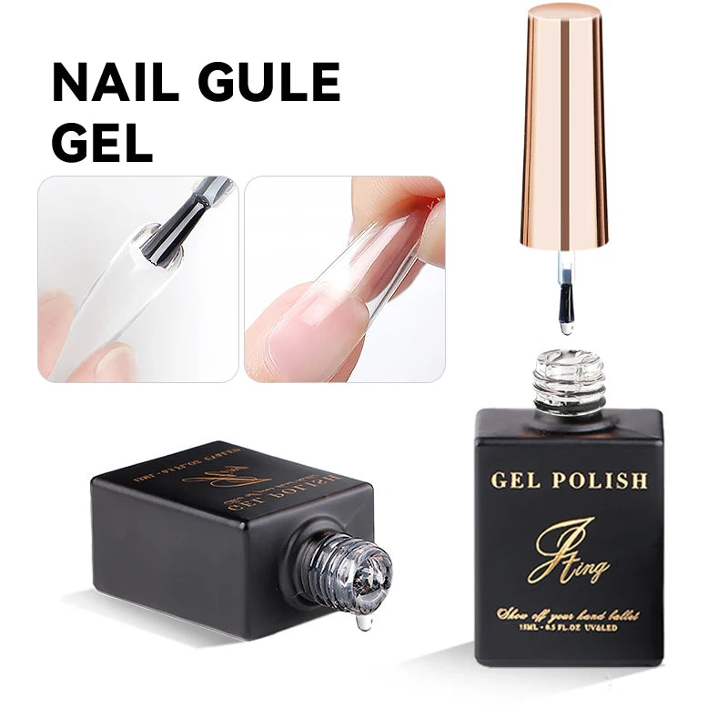 JTING Long Lasting Professional Super Nail Glue Gel Adhesive Resin Set Custom Private Label for Press on Flake Nails with Brush